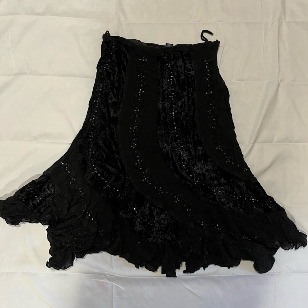 Black Women's Velvet Beaded Fairycore Skirt